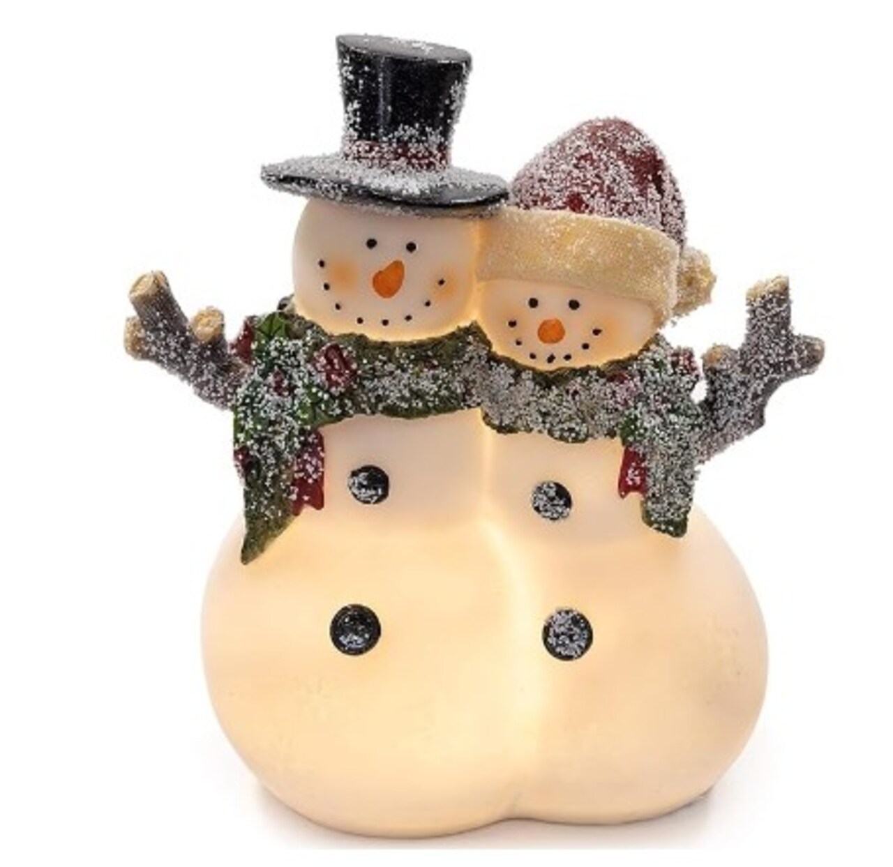 Christmas Snowman Decorations Resin Snowman Lighted Christmas Decorations LED Holiday Light Up Snowman Indoor Festive Fibre Optic Decorations Indoor Glowing Snowman Couple